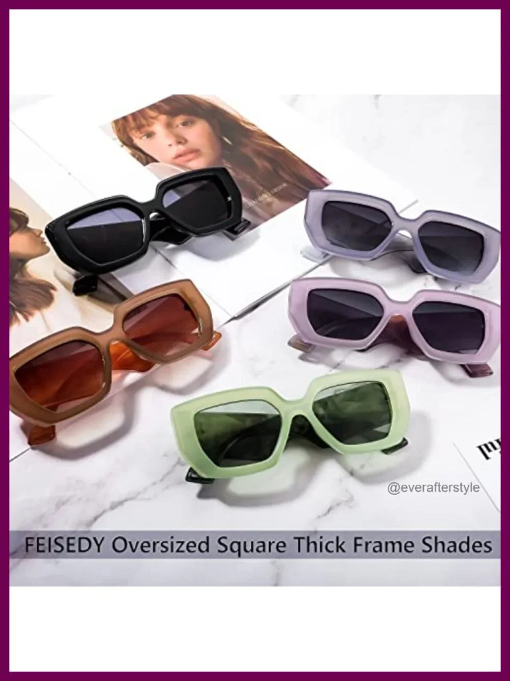 Oversized Square Sunglasses Thick Frame UV400 Protection Unisex